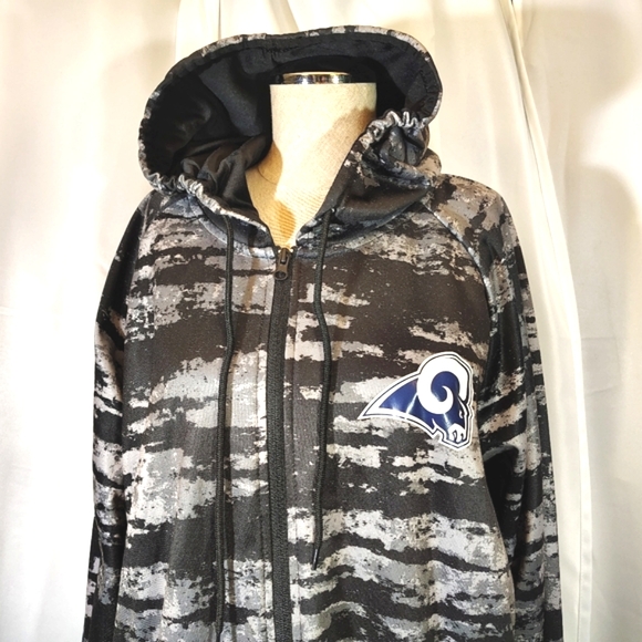 NFL Other - NFL Rams Hoodie, Men Zubaz Style: Gray/Black Camo, ZipUp, Logo, Hood, 2/3X